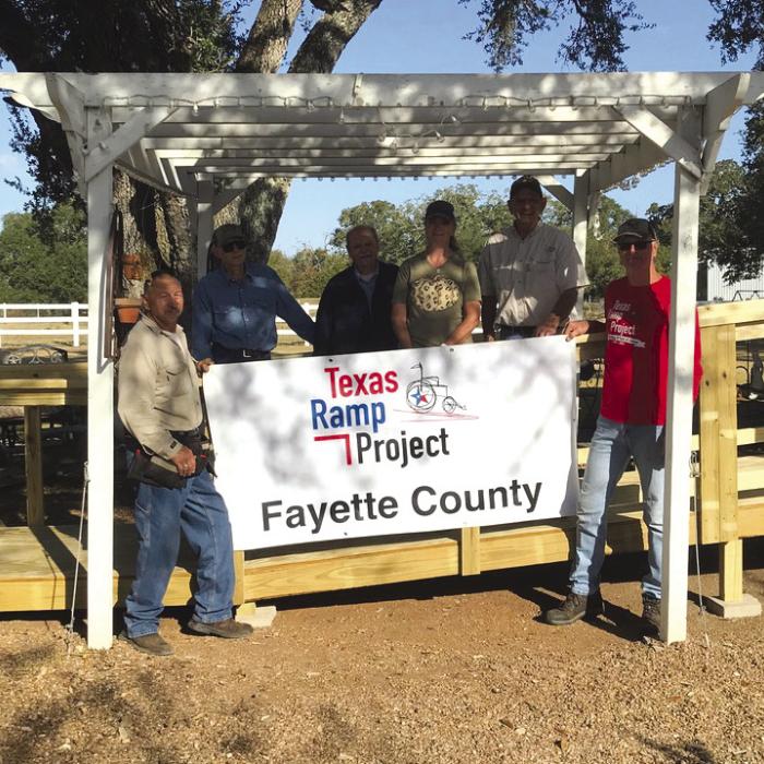 On Nov. 13, Fayette County Texas Ramp Project volunteers built a 30 ft. wheelchair ramp on FM 2714 near Winedale.