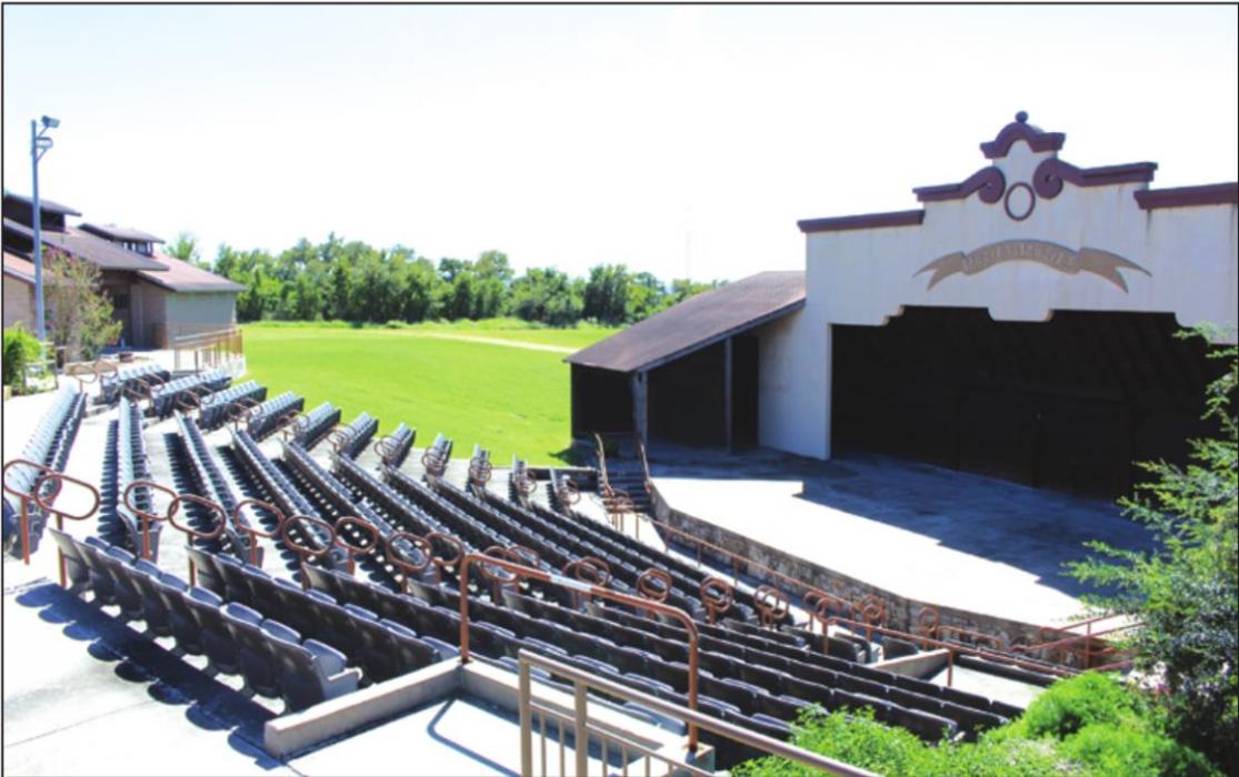 The aging roof above the stage and backstage area of the Sanford Schmid Amphitheater will be replaced thanks to a $10,000 grant from LCRA and the City of LG.