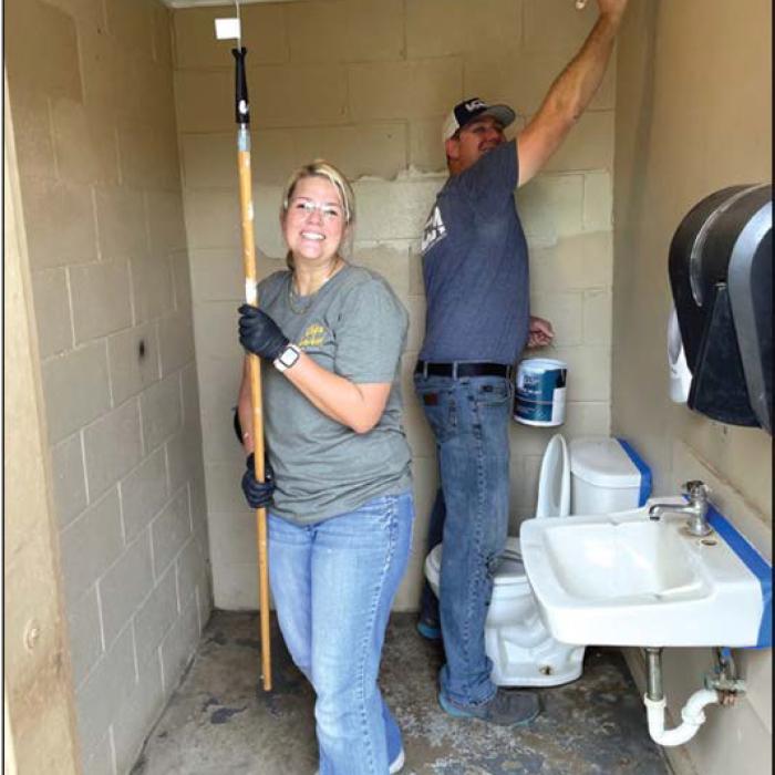 LCRA employees painted the Kruschel Parks Friday. at White Rock and