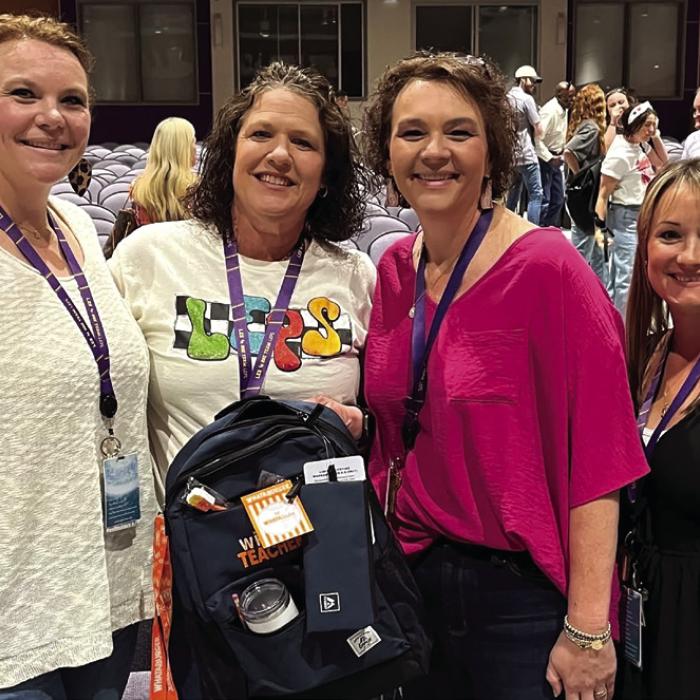 Roxanne Johnson, a fourth grade teacher at La Grange elementary, was selected as the LGISD Whataburger Teacher of the Year during an end-of-year ceremony last week at the La Grange Performing Arts Center. Johnson, second from left is shown here with La Grange elementary administration: Elementary Principal Regina Walker (left), Elementary Assistant Principal Ramona Glisson (second from right) and Elementary Assistant Principal Amanda Gommert (right).