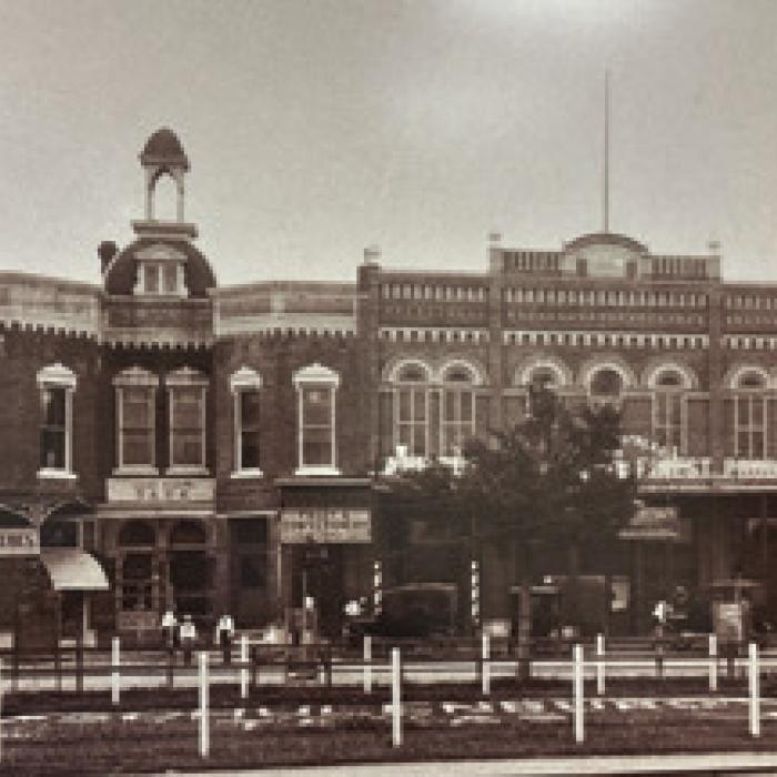 Pictured above, left Schulenburg City Hall as it appeared last month after workers removed the metal and marble facade. Above, right, an old photograph of the building as it appeared in the early 1900s.