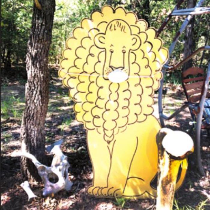 A lion with a face mask.