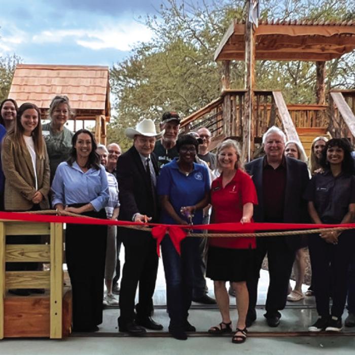 Sites staff, board members, donors, and community and state leaders gather for the ribbon cutting of the Kreische Brewery &amp; Monument Hill educational playscape on Thursday, Nov. 7.