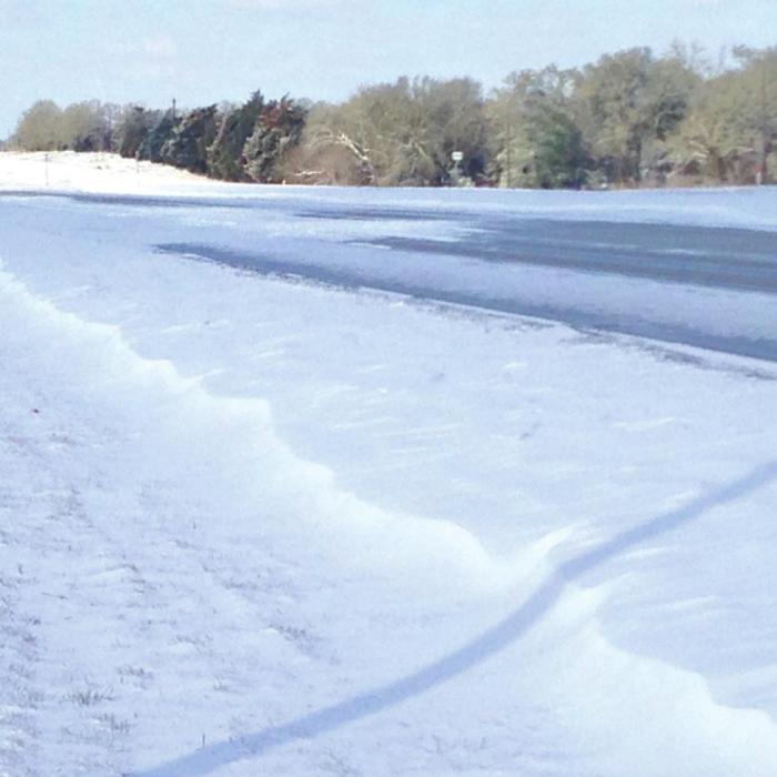Snow and ice on the road have almost silenced Highway 290 west of Carmine. After Sunday night’s snowfall, and Wednesday’s freezing rain, traffic was reduced to just a few vehicles driving Monday through Wednesday.