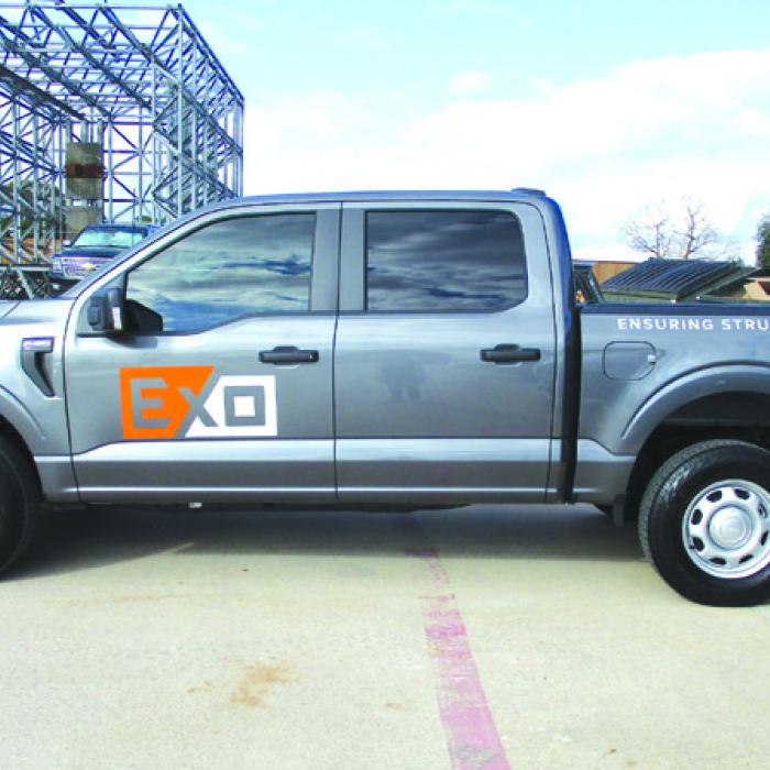 EXO’s team will include five to six crews traveling in gray Ford F-150 pickups marked with the EXO and FEC logos, like the one pictured above.
