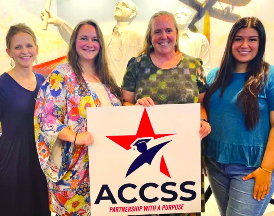 Pictured from left: Cheryl Hudec Pekar, SFF Executive Director; Sarah Lachelle Nickel, ACCSS Student Success Coach; Susie Shank, ACCSS Director; and Melanie Ramirez, SFF Program Director.