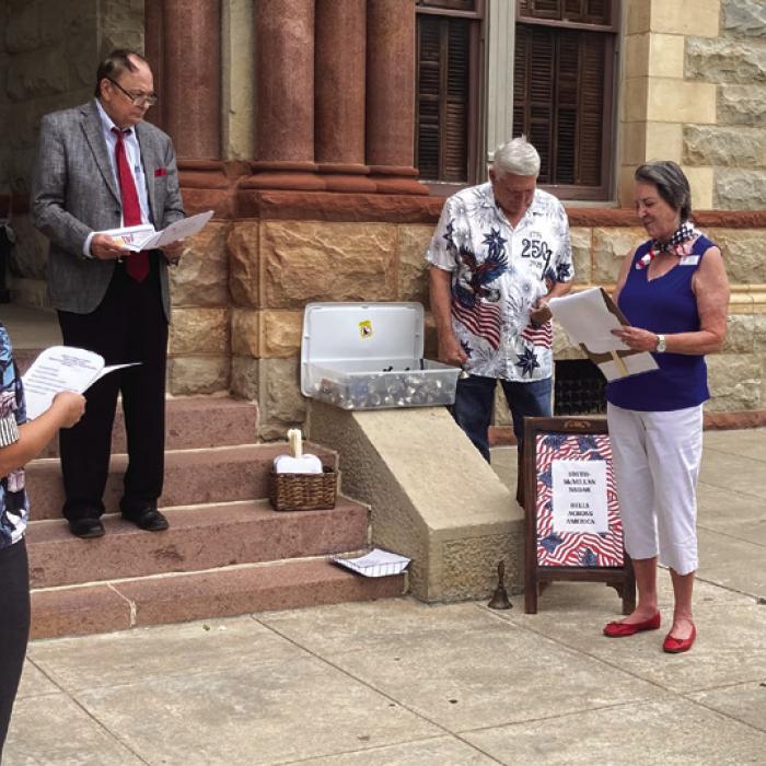 Judge Dan Mueller proclaims Constitution Week in Fayette County as members of the Daughters of the American Revolution celebrate the ringing of bells all across Philadelphia when the Constitution was adopted Sept. 17, 1787. More on the specifics of what Constitution Week means in an upcoming edition of The Record. Photo by Larry Jackson