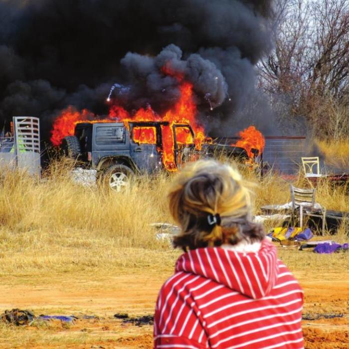 Fire Damages Jeep, Trailers