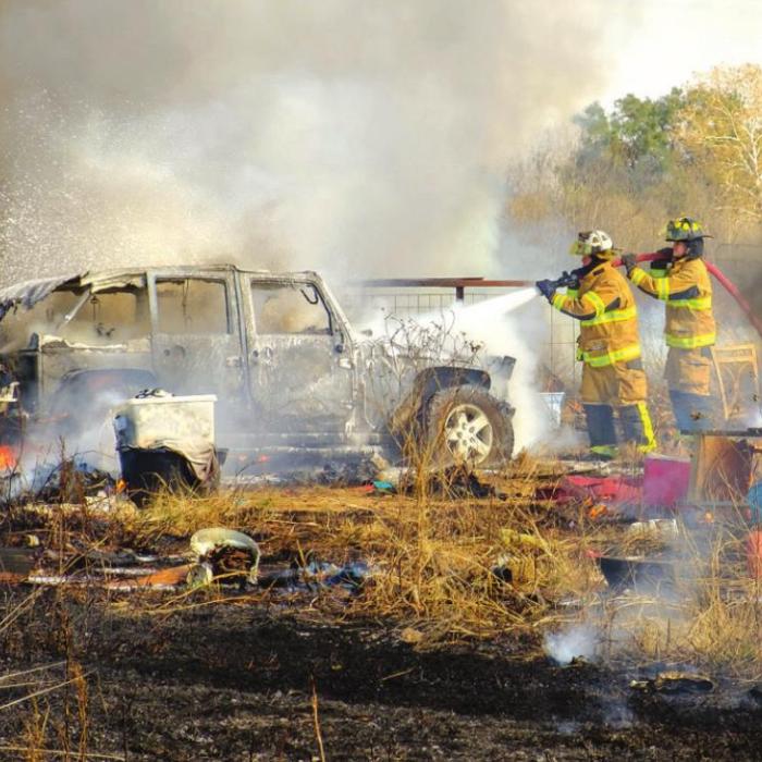 Fire Damages Jeep, Trailers