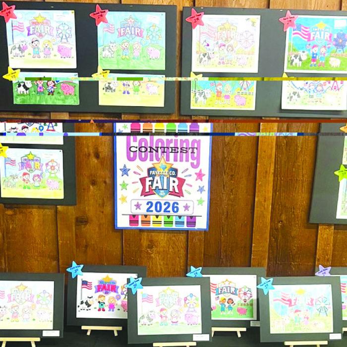 Artwork from the inaugural Fayette County Fair Coloring Contest is on display during the Fayette County Fair. The contest received 256 entries from students across Fayette County.