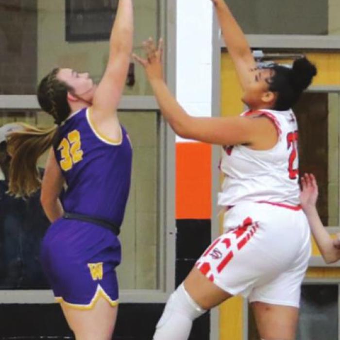 Schulenburg’s Airyanna Rodriguez is shown here against Weimar. She scored seven Friday against Bloomington. Photo by Audrey Kristynik