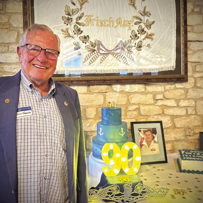 Above: J. Weldon Koenig with his birthday cake September 27, 2025 at the Frisch Auf Valley Country Club. Below: A special birthday citation to J. Weldon Koenig from Texas Gov. Greg Abbott.