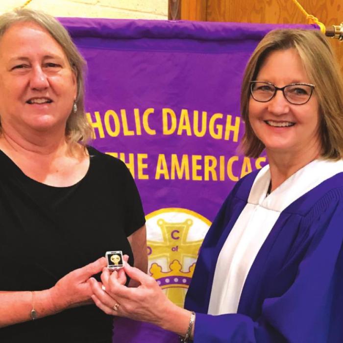 Betty Urban, left, and Regent Shirley Antosh