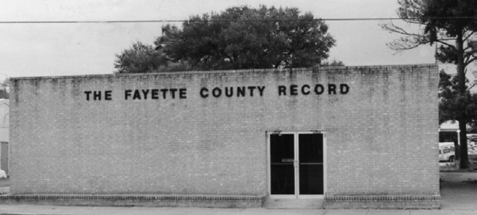 The Fayette County Record’s building was under construction 50 years ago. Photo courtesy of Fayette Heritage Museum and Archives