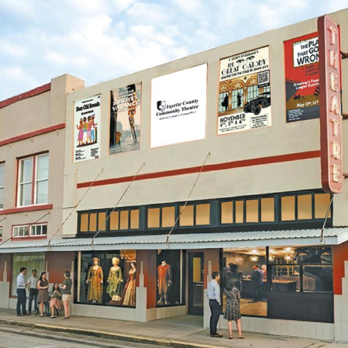 An artist’s rendering of what the outside of the Prause Meat Market turned community theatre will look like.