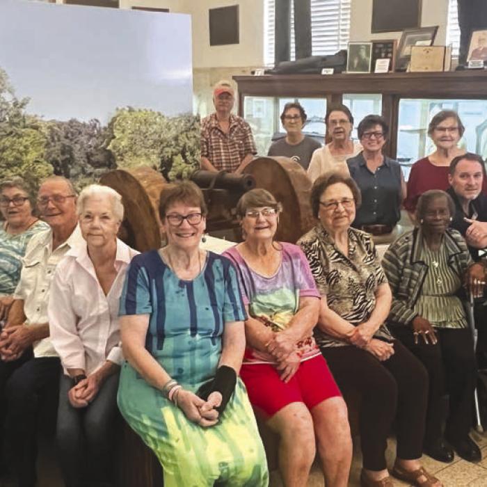 A contingent of Senior Connections members traveled to Gonzales recently to tour Gonzales’s important role in Texas history, visiting many sites where the actions took place. We had two knowledgeable guides sharing the story. The tour ended at the History Museum, where we gathered to view one of the cannons and many fascinating displays from the day.