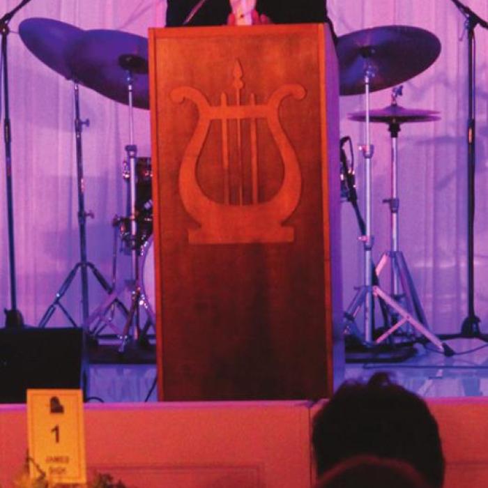 Festival Hill Founder James Dick speaks the crowd at the Gala April 9.
