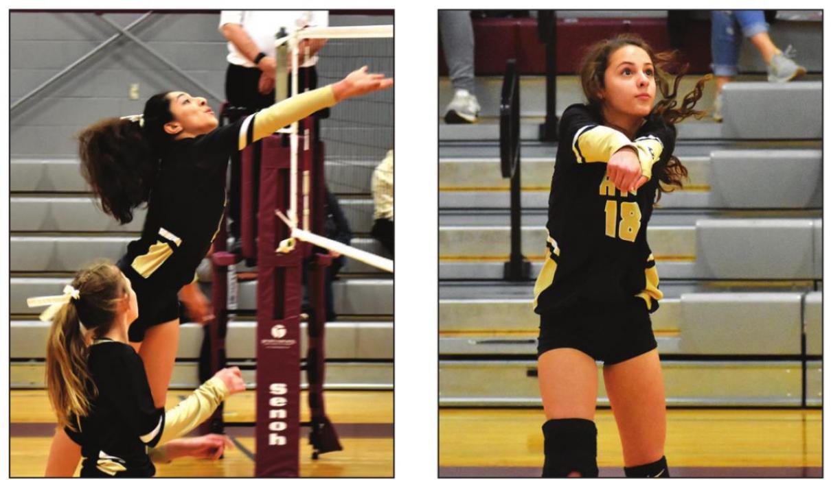 Round Top-Carmine’s Ilse Salinas (left) and Bayley Pitts (right) in Thursday’s playoff victory. Photos by Paul Kipp