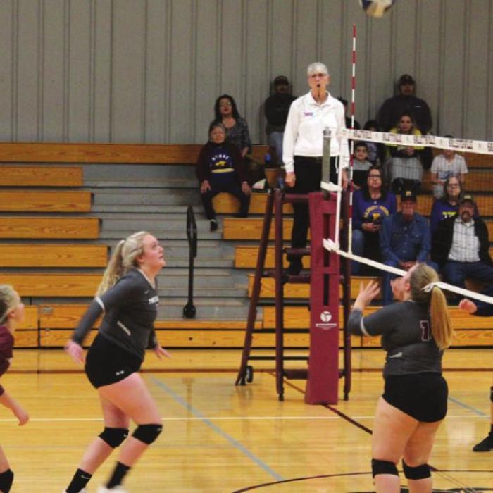 Fayetteville’s Mattie Konvicka sets a ball to Peyton Jurecka in Thursday’s playoff. Photo by Jeanue Muegge