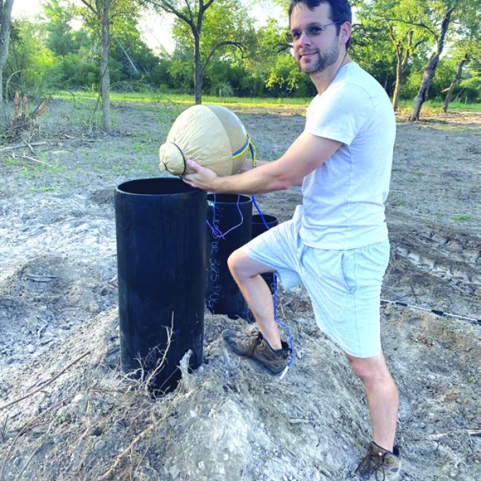 Rob Hruska with some industrial grade artillery shell fireworks.