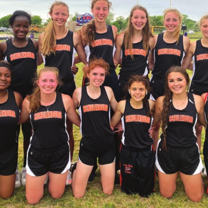 The Schulenburg girls were third as a team at the area meet.