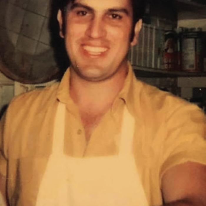 Larry Faldyn, left in his younger days, and right more recently.
