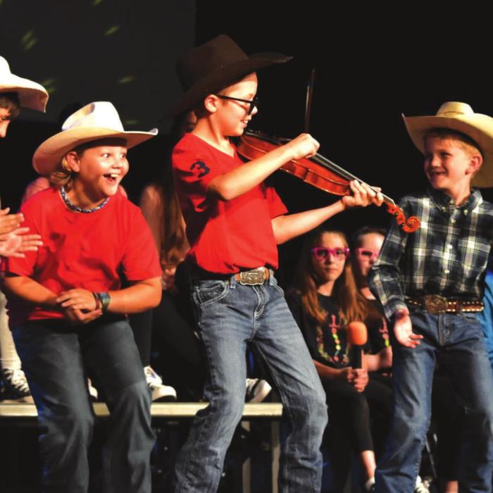 Ian Hill, Asher Anderson, Sawyer Bolton, Levi Haynie and Quenten Gonzalez during a boys dance number.