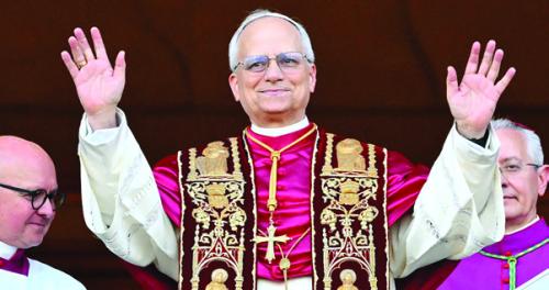 Cardinal Robert Prevost greets the faithful in St. Peters’ Square for the first time at Pope Leo XIV last week. Several Schulenburg residents were there to see it.