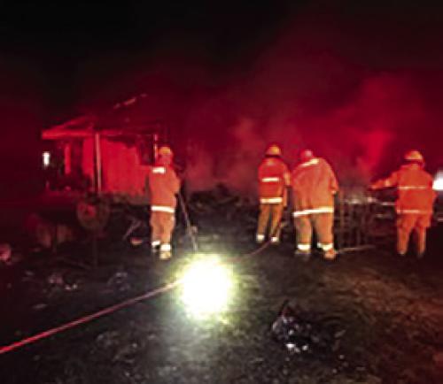 Fire fighters at the scene of Tuesday’s blaze.