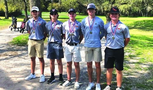 The Schulenburg Boys finished 1st in the Flatonia Golf Tournament on Monday at the Flatonia Golf Course. The Horns were led by Reid Janda who finished 1st place individually with a score of 79. Reid also had a hole in one on hole #7 in the tournament. Other Horns playing were Kaz McBride 87, Brycen Schramek 92, Jackson Faith 102, and Cooper Demel 110.