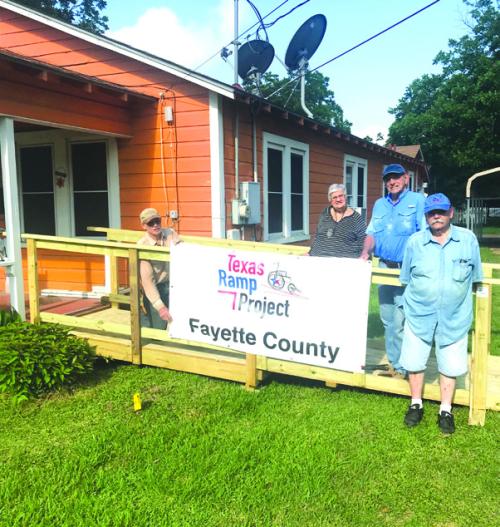 On May 22, Fayette County Texas Ramp Project volunteers built this 16 ft. ramp on Schulz Ave. in Schulenburg.