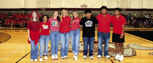 The Flatonia High School Homecoming Court was recently announced. Pictured from left to right: Michelle Swift, Keilani Mendez, Emma Kosler, McKenzie Kessler, Kara Croyle, Jesus Vargas, Kevin Ramirez, and Yandel Manzano. Not pictured is Dylan Hughes. Homecoming festivities will take place Friday, September 25 when the Bulldogs take on Bloomington. FISD photo