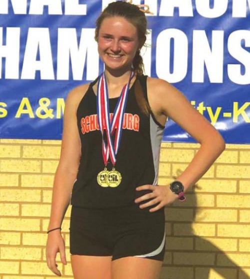 Schulenburg’s Taylor Limbaugh, regional champ in the 1600 and 3200 meters.