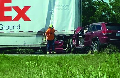 A couple from San Antonio died in a crash Friday when their SUV veered off the road and struck the back of a disabled trucktractor that was legally parked on the shoulder. The husband and wife were Carlos and Jenn Mugica, who were well known for their involvement in the San Antonio Fiesta celebration and the Rey Feo Consejo Educational Foundation.