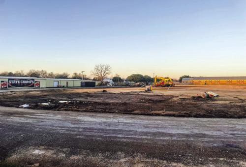 Demolition is underway at David Husmann Memorial Stadium in Schulenburg. Workers recently removed the bleachers, field and track in preparation for a complete overhaul of the stadium. The work is part of Schulenburg ISD’s $19.5 million construction bond that voters approved in 2023, which also includes a new performing arts center and security upgrades, among other improvements on campus. Staff photo by Andy Behlen