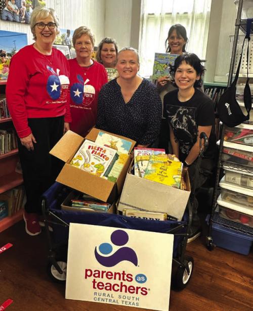 Peggy Halamicek - Co-President Fayette County Retired Teachers Association (FCRTA), Marian Tajchman - Chair, FCRTA Children’s Book Project, Karen Hoskins - Program Director of Parents as Teachers of Rural South Central Texas, Kristi McBride - Executive Director of Parents as Teachers of Rural South Central Texas, Beth Holman - Data Entry, Specialist of Parents as Teachers of Rural South Central Texas, Dallas Garza - Parent Educator of Parents as Teachers of Rural South Central Texas.