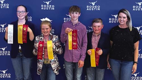 5th Place Team: Paige Carruthers, Kaisley Janecka, Kullen Kutac, Abraham McBride, and Coach Kaci Carrales