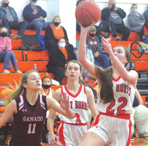 Schulenburg’s Julie Guentert goes up for a shot in Friday’s win. Photos by Brian Pierson