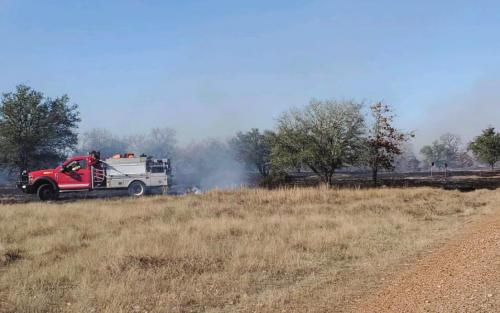 An image from Saturday’s brush fire in the Carmine/Ledbetter area.