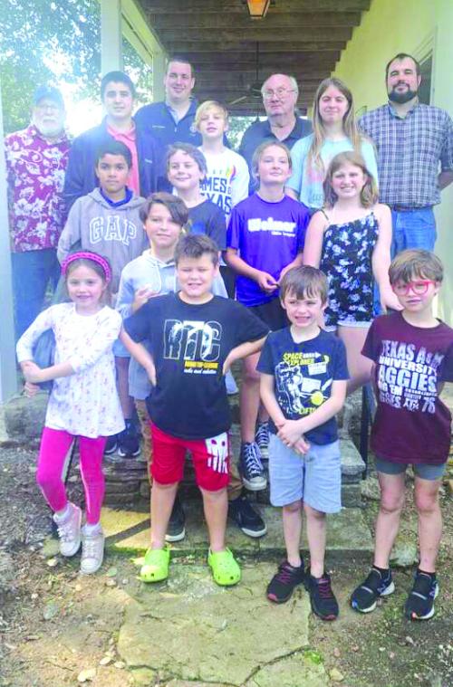 The Round Top Family Library hosted a chess tournament Nov. 4. Pictured front from left is: Macy Hodges, Nathan Johnson, Locus Johnson, Grady Rabb, Cole Hodges; middle row from left: Cazzanova Ramirez, Jeremy Choucnec, Korie Fogleman, Jaszelle Burns; back row from left: David McCall, tournament director, Joseph Rowland, Junior Division 1st place, Steven Choucnec-Senior Division 1st place, Garrison Ulrich, Clayton Beniguus, Jaszmyn Burns, and Stephen Rabb.