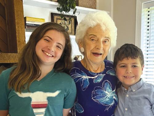 Caroline and Mitchell Cherry with their great-great-aunt Mavis Martin Houser.