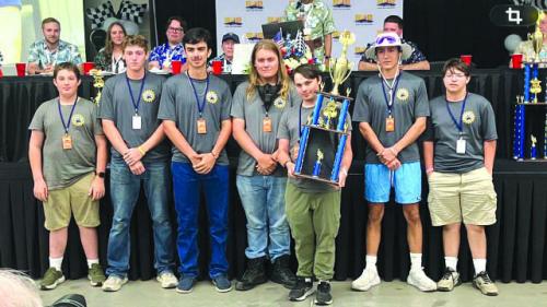 The members of the RT-C Solar Car team are pictured above: Grant Kieke, Miles Neese, Caden Tovey, Luther Bockman, Peter Kieke, Will Neese, Nathan Johnson. Not pictured: Daisy Visser, Cooper Riley and Elliott Cone