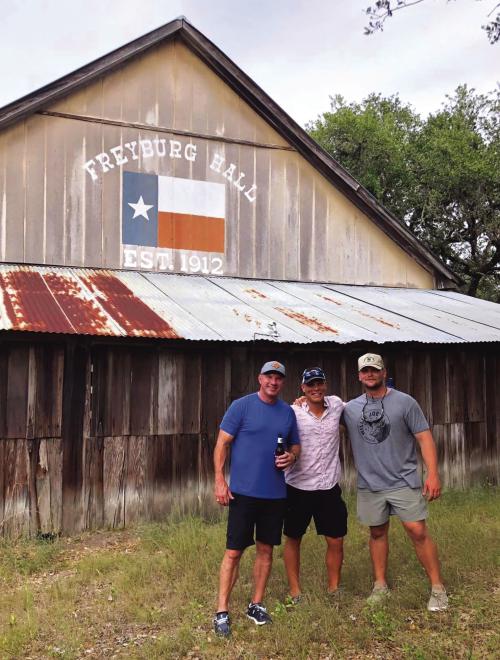 The new owners of Freyburg Hall: (from left) Cale Kobza, Chip Bubela and Colton Bubela.