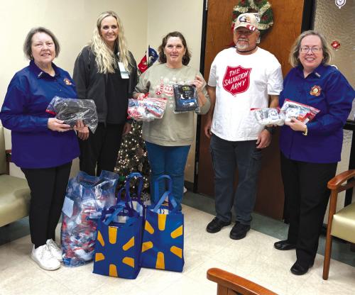 Pictured at the December donation for Veterans to the La Grange VA Clinic are VFW Auxiliary No. 5254 President Marilyn Kothmann, VA Clinic Primary Care Physician Karla Hinze, MD, VFW Auxiliary Junior Vice President and Veteran Outreach Program Chairman Becky Leer, Fayette County Veterans Service Officer and Salvation Army Director Jesse Lednicky, and VFW Auxiliary Secretary Elizabeth Kallus.
