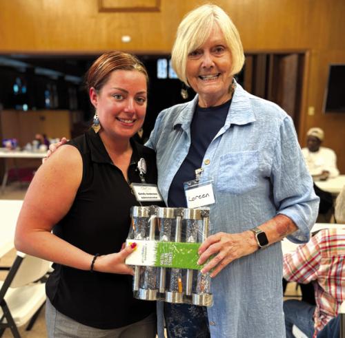 Loren Rhodes won the light set Sandi brought for a black out prize.