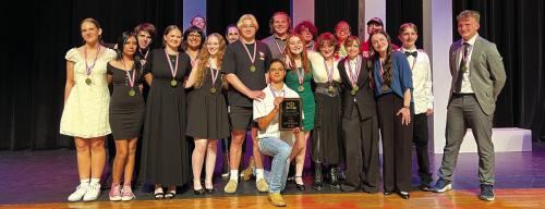 The La Grange One-Act Play team poses after learning they advanced to area after last Saturday’s bi-district competition.