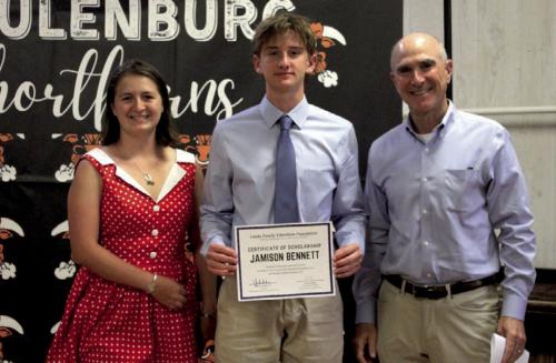 Pictured from left is: Liberty Killion, 2021 Clark Scholar; Jamison Bennett; John C. Landa, Jr., Landa Family Education Foundation, President.