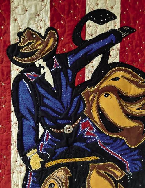 “Rhinestone Cowboy” by Kelly Gibson with Jo Caraway, part of a new exhibit opening this week at the Texas Quilt Museum in La Grange.