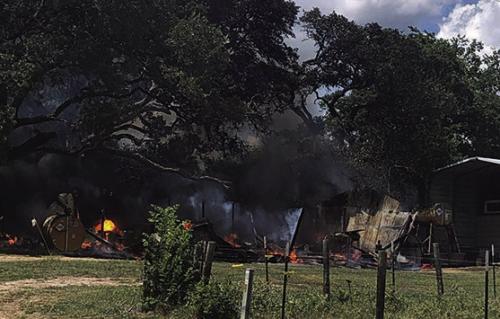 A fire on Blankenburg Ln. Saturday afternoon destroyed a barn. Photo courtesy of Fayette County Sheriff’s Office