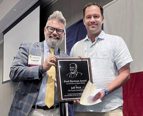Wick Named State’s Top Sportswriter at Texas Press Association Convention